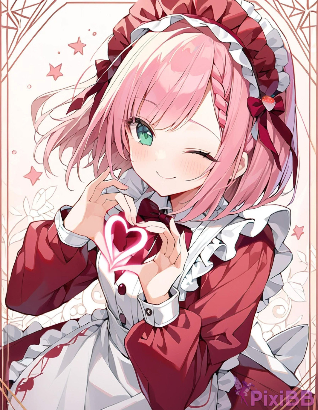 Anime Girl Posing with Heart PixiBB.COM 028