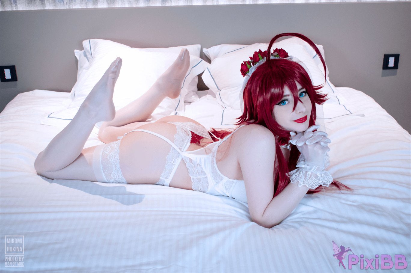 Mikomi Hokina Rias Gremory White Lingerie High School DxD PixiBB.COM 0110