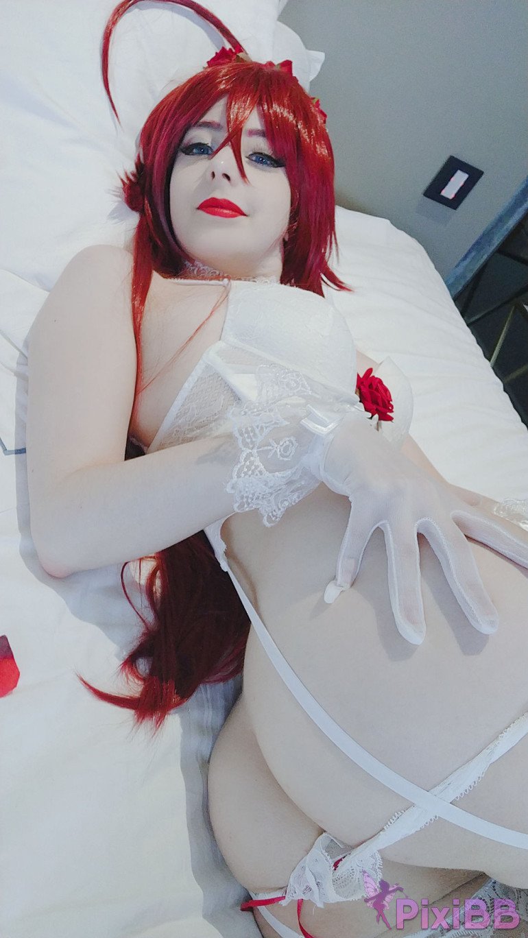 Mikomi Hokina Rias Gremory White Lingerie High School DxD PixiBB.COM 0142