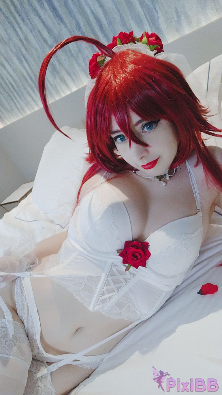 Mikomi Hokina Rias Gremory White Lingerie High School DxD PixiBB.COM 0163