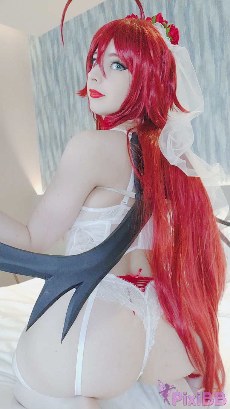 Mikomi Hokina Rias Gremory White Lingerie High School DxD PixiBB.COM 0237