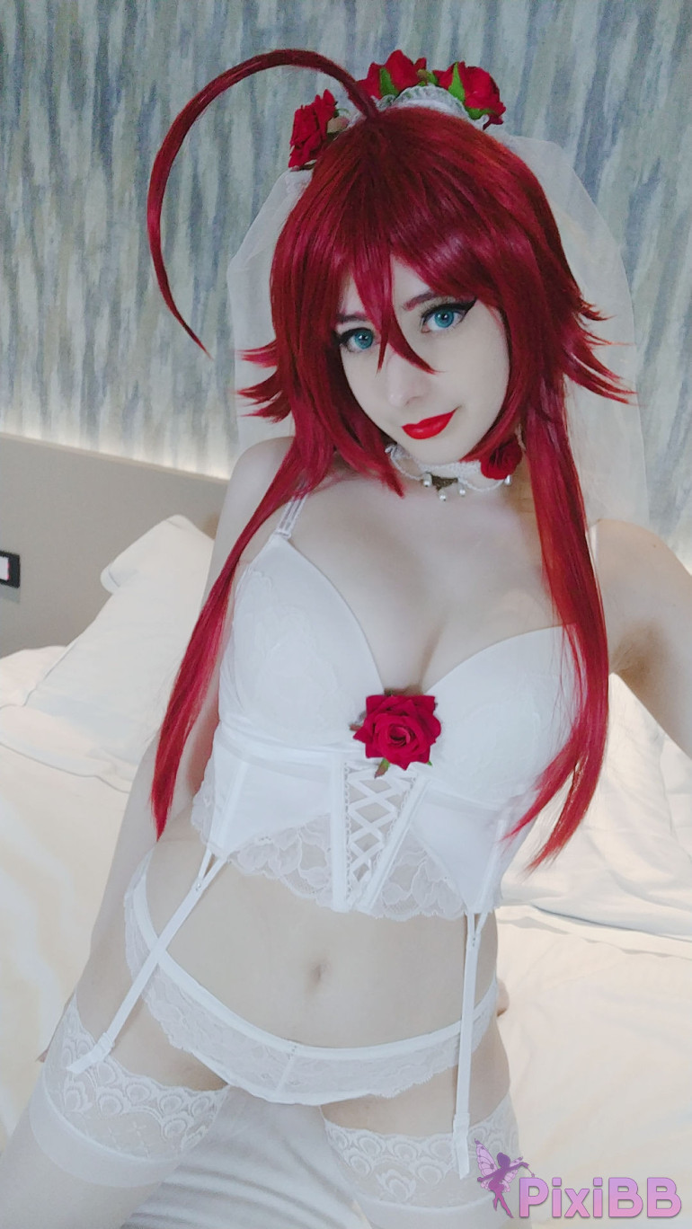 Mikomi Hokina Rias Gremory White Lingerie High School DxD PixiBB.COM 0253