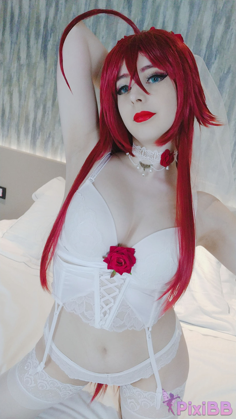 Mikomi Hokina Rias Gremory White Lingerie High School DxD PixiBB.COM 0254