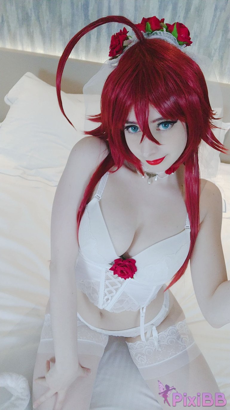 Mikomi Hokina Rias Gremory White Lingerie High School DxD PixiBB.COM 0255