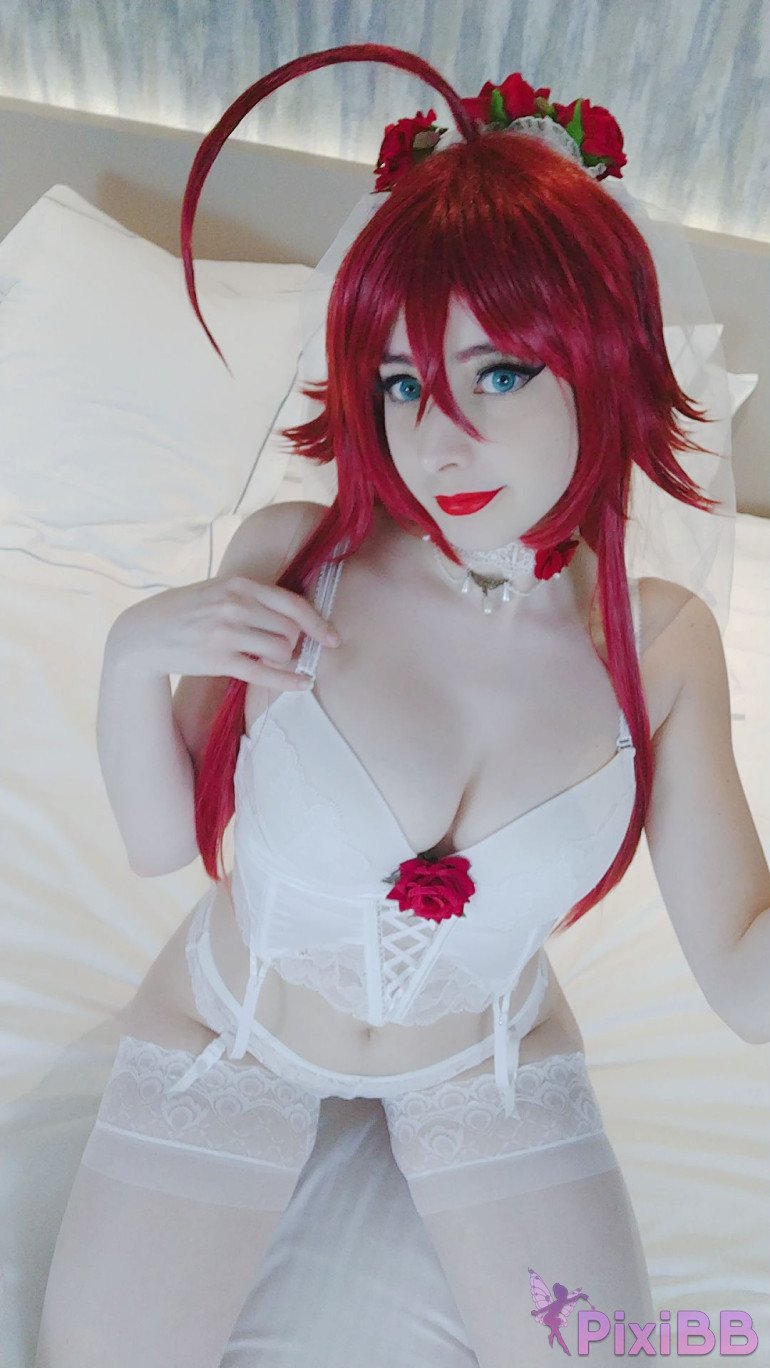 Mikomi Hokina Rias Gremory White Lingerie High School DxD PixiBB.COM 0257