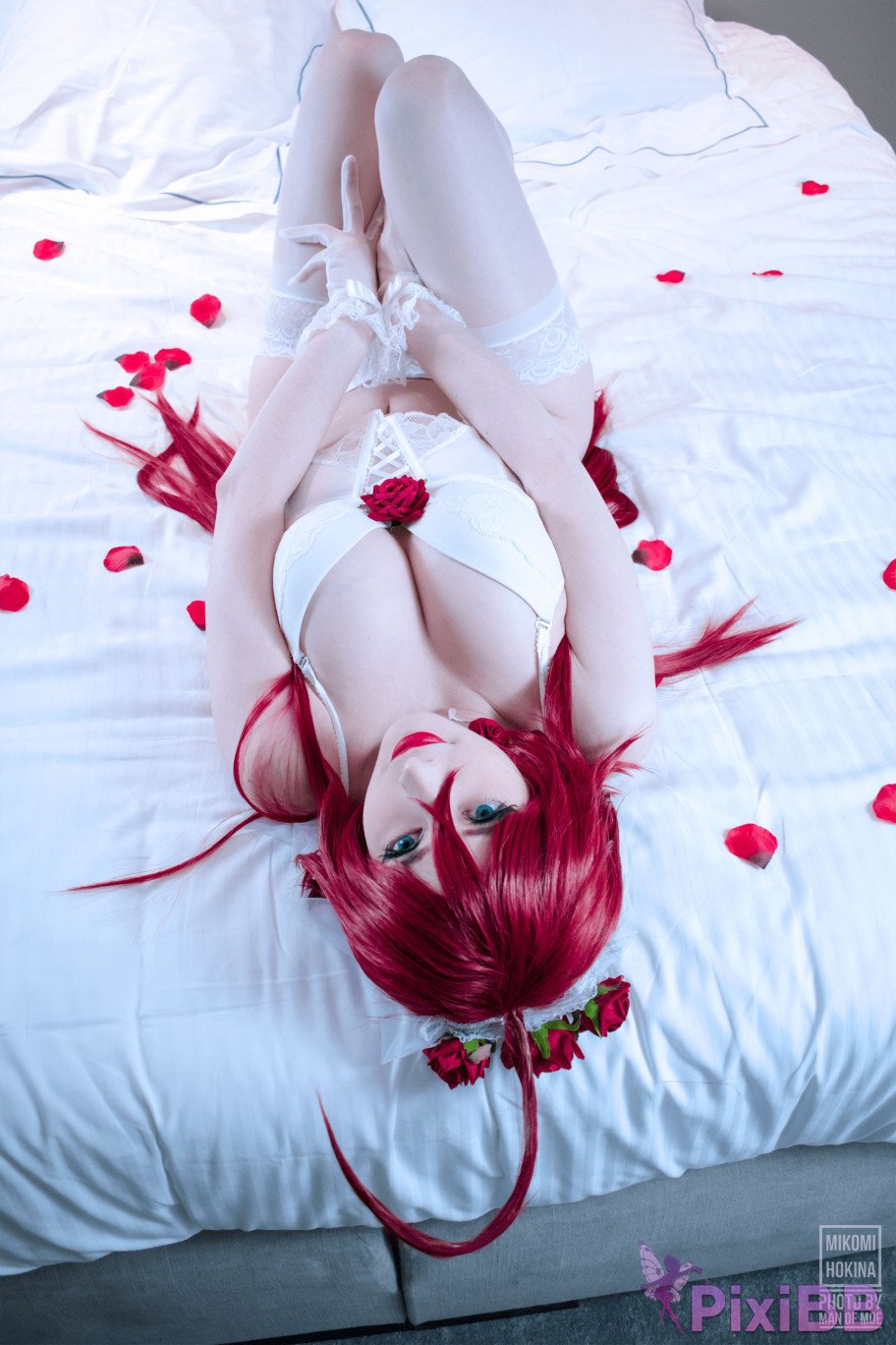 Mikomi Hokina Rias Gremory White Lingerie High School DxD PixiBB.COM 074